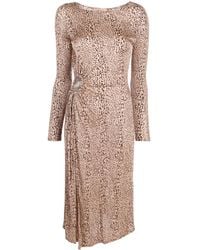 Twinset - Leopard-Print Gathered Midi Dress - Lyst