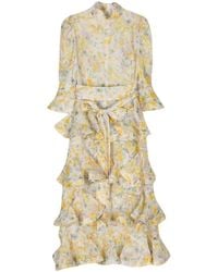 Zimmermann - Harmony Tiered Midi Dress - Women's - Recycled Polyester/elastane/linen/flax/silk - Lyst