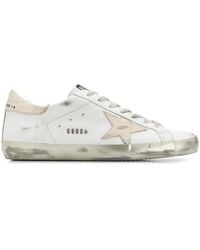 Golden Goose - Man White Super-star Sneakers With Gold Laminated Spoiler And Star - Lyst