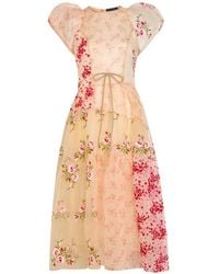 Simone Rocha - Puff-Sleeve Floral-Pattern Midi Dress - Lyst