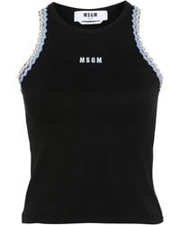 MSGM - | T-shirt in costine con applicazioni | female | NERO | M - Lyst