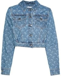 Marine Serre - Crescent-Moon-Print Denim Jacket - Lyst