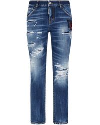 DSquared² - Boston Logo-patch Cropped Jeans - Lyst