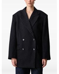 WRSTBHVR - Blazer Croisé À Fines Rayures Amal - Lyst