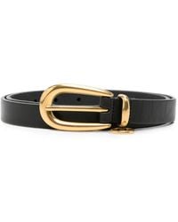 Saint Laurent - Cassandre Charm Elongated Buckle Thin Belt - Lyst