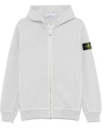 Stone Island - Full Zip Hooded Sweatshirt Malfilé Fleece 'Old' Effect - Lyst