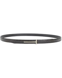 Tom Ford - Crocodile-Effect Leather Belt - Lyst