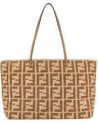 Fendi - Rool Tote Bag Aus Raffiabast Mit Ff-Logo - Lyst