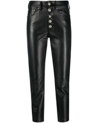 Dondup - Leather High-Waisted Cropped Trousers - Lyst