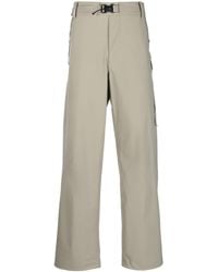 C.P. Company - Logo-patch Belted Wide-leg Trousers - Lyst