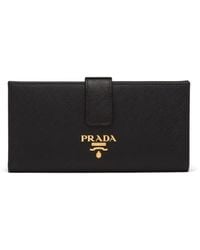 Prada - Large Logo Plaque Wallet - Lyst