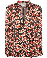 ALESSANDRO ENRIQUEZ - Heart-Print Tie-Neck Blouse - Lyst