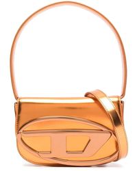 DIESEL - 1dr - Iconic Shoulder Bag In Mirrored Leather - Shoulder Bags - Woman - Orange - Lyst