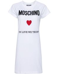 Moschino - Logo-embroidered Cotton T-shirt Dress - Lyst