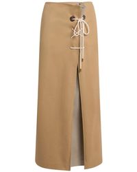 Moschino - Lace-Up Slit-Detail Cotton Midi Gabardine Skirt - Lyst