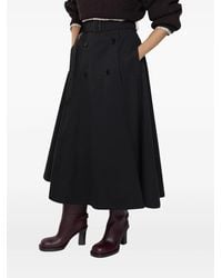 Burberry - Belted Gabardine Midi Skirt - Lyst