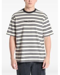 Guess - T-Shirt Rayé À Logo Brodé - Lyst
