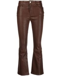 FRAME - Pantaloni marroni in pelle crop e svasati - Lyst