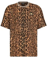 Dolce & Gabbana - Leopard Print T-Shirt With - Lyst