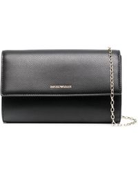 Emporio Armani - Grained Faux-leather Chain-link Wallet - Lyst
