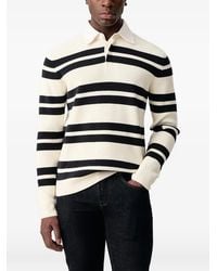Lindbergh - Striped Ribbed-Knit Rugby Polo Shirt - Lyst