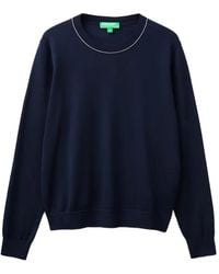 Benetton - Contrast-Trim Crew-Neck Sweater - Lyst