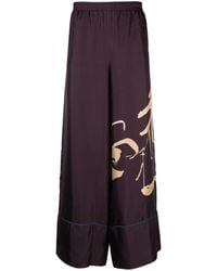 Pierre Louis Mascia - Cialda Floral-print Wide-leg Silk Trousers - Lyst