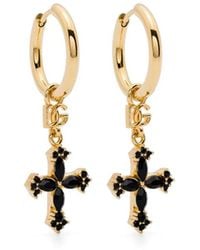 Dolce & Gabbana - Cross-Pendant Hoop Earrings - Lyst