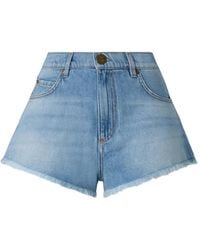 Pinko - Frayed-Edge Denim Shorts - Lyst