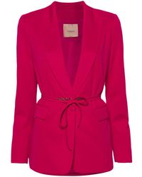 Twinset - Gerippter Blazer mit Logo-Schild - Lyst