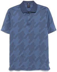 BOSS - Houndstooth-Pattern Polo Shirt - Lyst