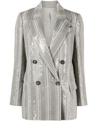 Brunello Cucinelli - Sequin-embellished Double-breasted Blazer - Lyst