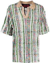 VITELLI - Vertical-stripe Knitted Polo Shirt - Lyst