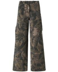 Pinko - Camouflage-Print Wide-Leg Cargo Pants - Lyst