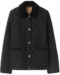Burberry - Veste Matelassée En Tissu Technique À Finitions En Velours De Coton Côtelé - Lyst