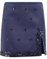 Semicouture - Bead-Embellished Side-Slit Mini Skirt - Lyst