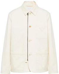 Prada - Herringbone Cotton Shirt Jacket - Lyst