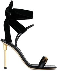 Elisabetta Franchi - 100Mm Chain Bow Heeled Sandals - Lyst
