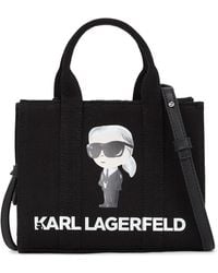 Karl Lagerfeld - Tote Bag Aus Canvas Mit Figuren-Print - Lyst