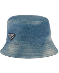 Prada - Denim Bucket Hat - Lyst