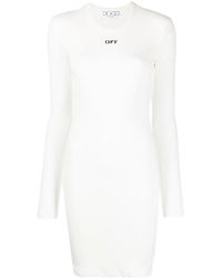 Off-White c/o Virgil Abloh - Logo-Print Long-Sleeved Mini Dress - Lyst