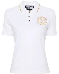 Versace Jeans Couture - Embroidered-Logo Polo Top - Lyst