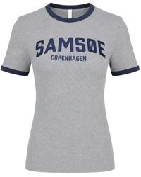 Samsøe & Samsøe - Sabond Logo-Print T-Shirt - Lyst