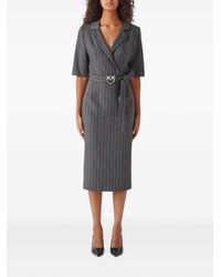Pinko - Vestido Midi A Rayas Diplomáticas Con Hebilla Del Logo - Lyst