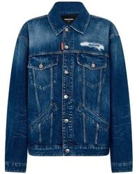 DSquared² - Oversized Denim Suède Jack - Lyst