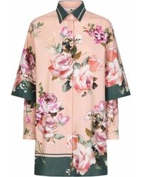Dolce & Gabbana - Chemise mi-longue à fleurs - Lyst