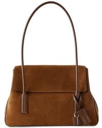 Tom Ford - Eclipse Medium Whisky-Colored Suede Shoulder Bag With Smooth Leather Details - Lyst