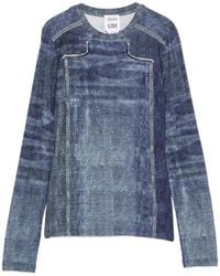 Liu Jo - Denim-Print Long-Sleeve T-Shirt - Lyst