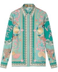 Versace - Underwater Barocco Button-Up Blouse - Lyst