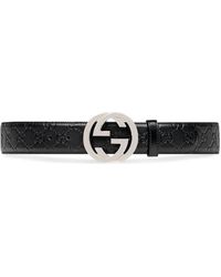 Gucci Ceinture en cuir Signature - Noir